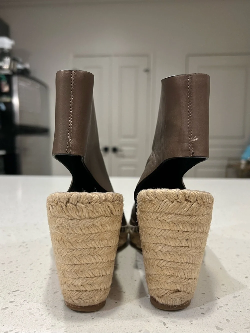 Celine Paris Brown Leather Espadrille Wedge Sandals EU 39